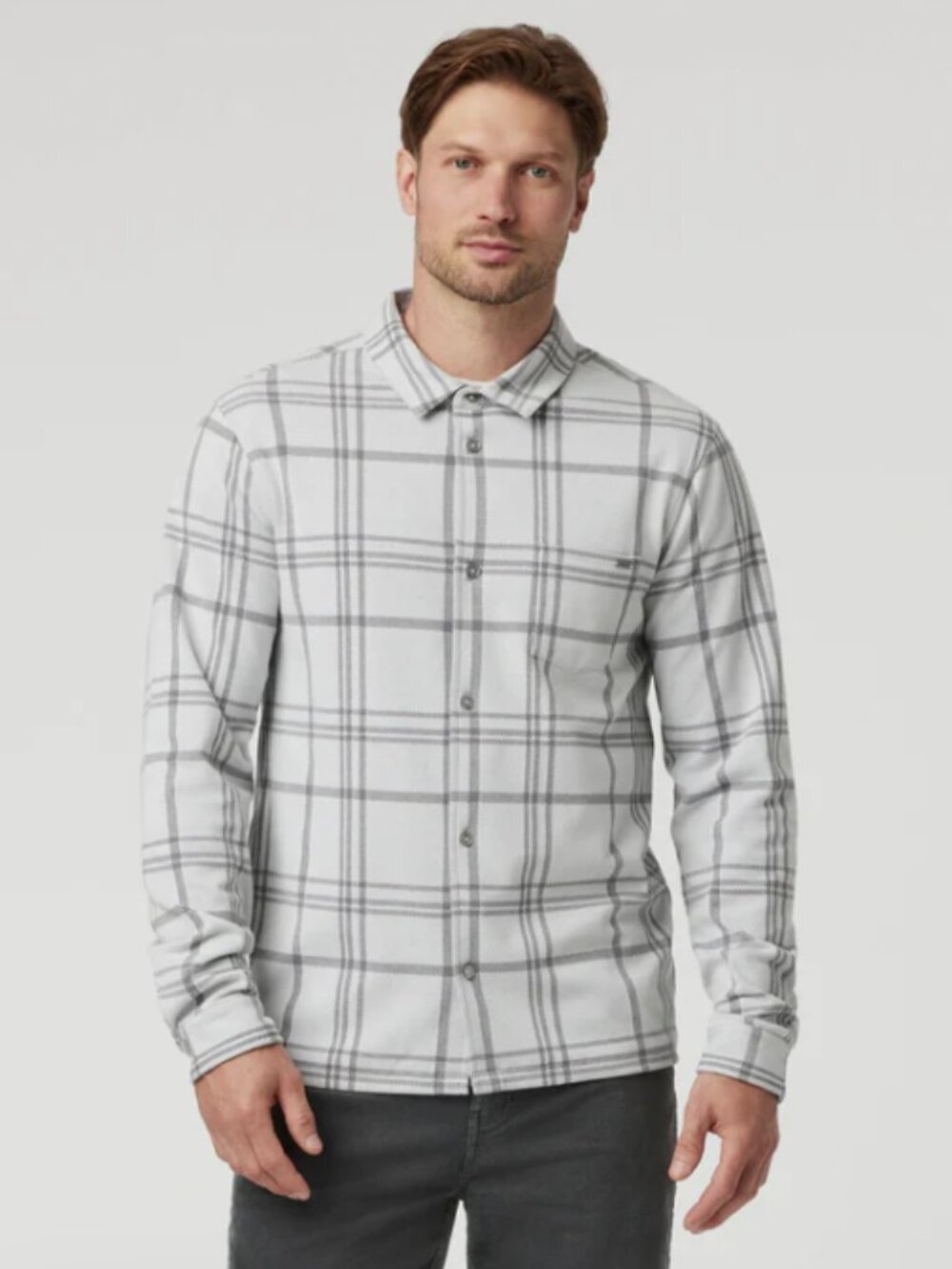 VUORI Seaview Plaid Button Down Shirt Men's Plaid Shirt - Frost Grey, L - NWT